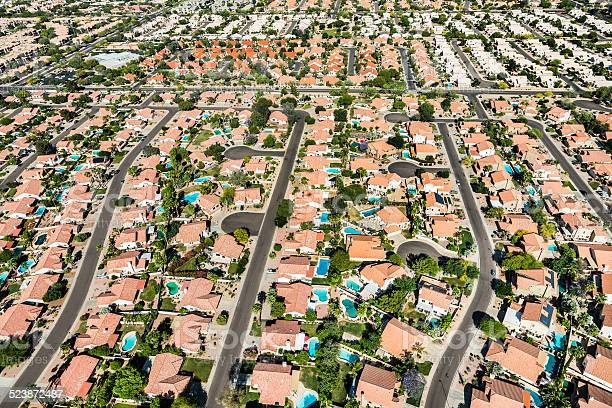 residential area aerial near Phoenix Arizona, Scottsdale Ranch area